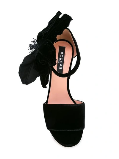 Shop Rochas Velvet Open Toe Platform Sandals - Black