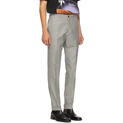 Shop Kenzo Blue And White Twill Check Trousers In 72perriwink