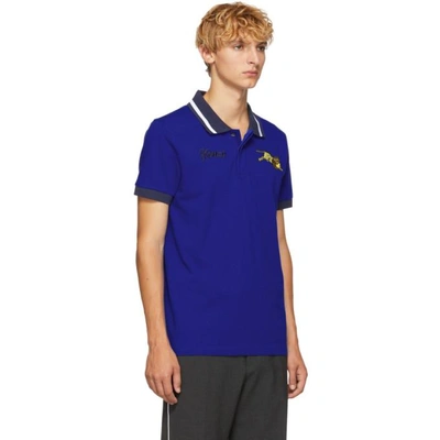 Shop Kenzo Blue Jumping Tiger Polo In 74frenchblu