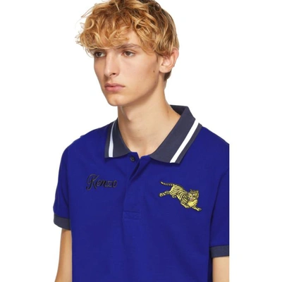 Shop Kenzo Blue Jumping Tiger Polo In 74frenchblu
