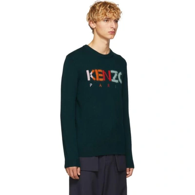 Shop Kenzo Green Paris Logo Sweater In 53.pine