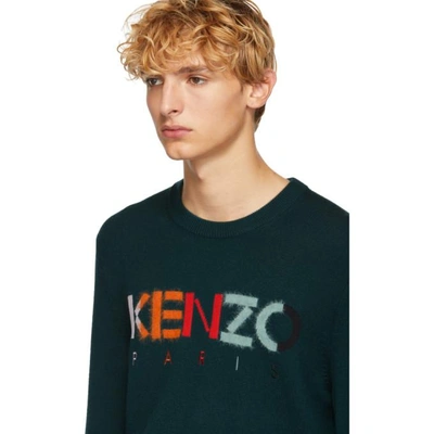 Shop Kenzo Green Paris Logo Sweater In 53.pine