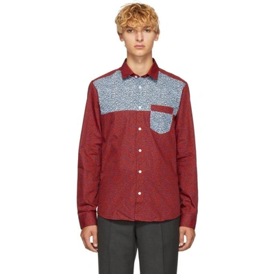 Shop Kenzo Red Leopard Patched Shirt In 21medred