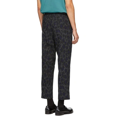 Shop Kenzo Grey Leopard Drawstring Trousers In 98anthracit