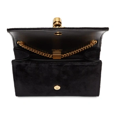 Shop Saint Laurent Black Velvet Small Kate Tassel Chain Bag