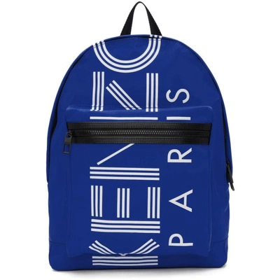 Shop Kenzo Blue Logo Backpack In 74 Blue