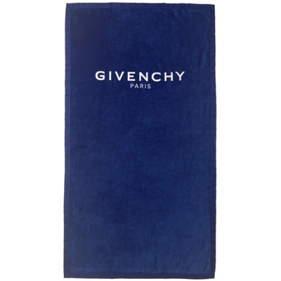 Shop Givenchy Blue Logo Towel In 405 Blue