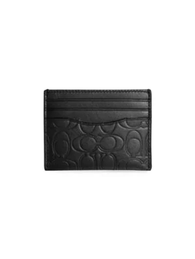 Shop Coach Embossed Leather Card Case In Black