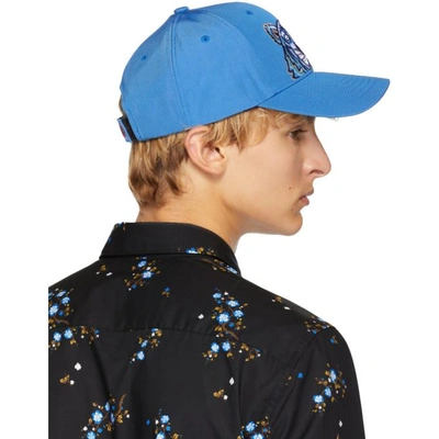 Shop Kenzo Blue Tiger Capsule Cap In 74.med.blu