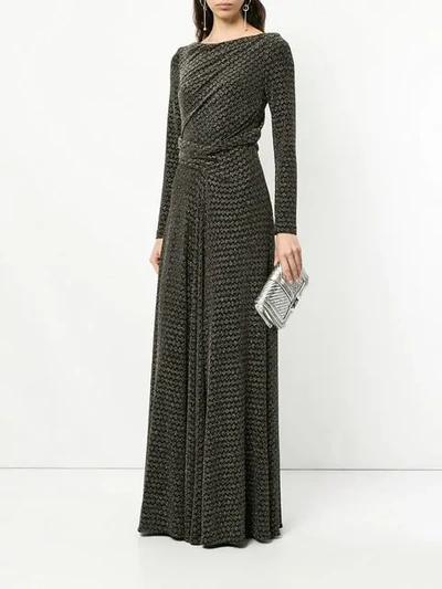 Shop Talbot Runhof Woven Maxi Dress In Metallic