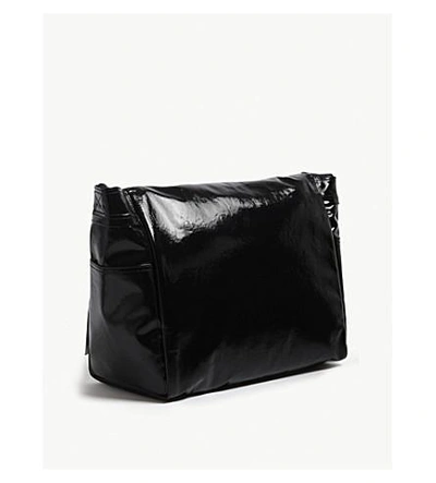 Shop Valentino Vltn Shiny Medium Messenger Bag In Black