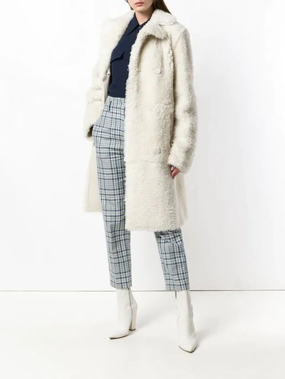 Shop Joseph Long Fur Coat In White