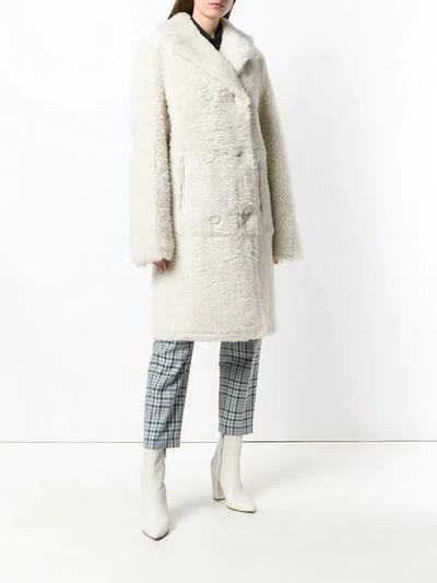 Shop Joseph Long Fur Coat In White