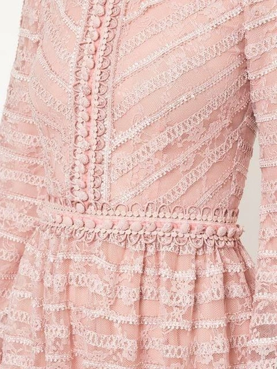 Shop Costarellos Lace Panel Gown In Pink
