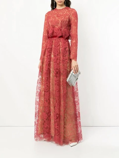 Shop Costarellos Lace Gown - Pink