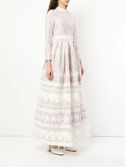 Shop Huishan Zhang Paneled Floral Gown - Pink