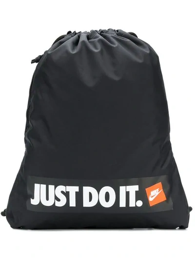 Shop Nike Branded Drawstring Backpack - Black