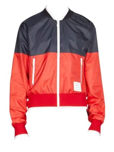 Shop Thom Browne Bicolor Bomber Jacket In Navy Red