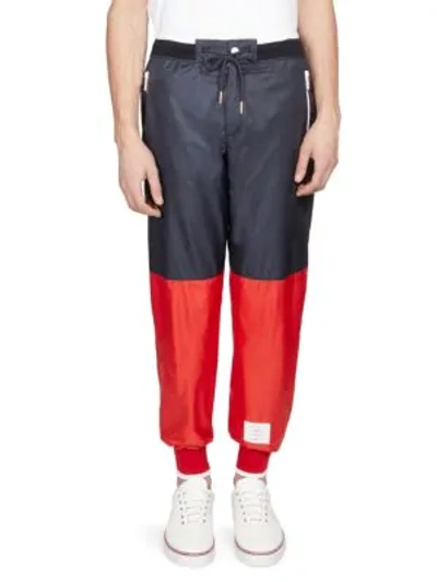 Shop Thom Browne Bicolor Sweatpants In Navy Red