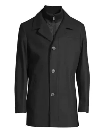 Shop Hugo Boss Regular-fit Bareleto Classic Trench Coat In Black