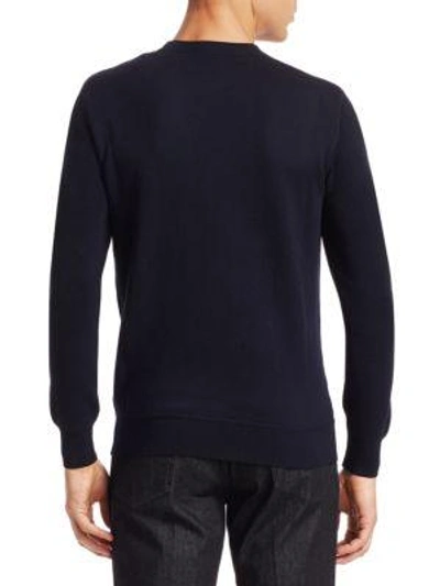 Shop Z Zegna French Terry Embroidered Sweater In Navy