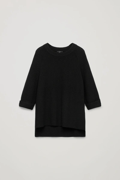 Shop Cos Wool-knit Jumper With Slits In Black