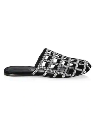 Shop Alexander Wang Alison Leather & Crystal Mules In Black