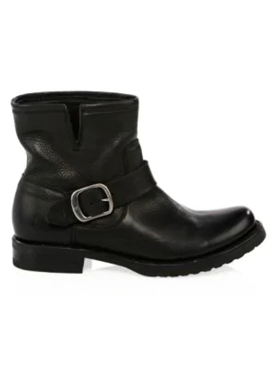 Shop Frye Veronica Leather Moto Boots In Black