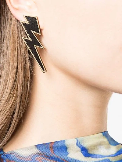 Shop Mignonne Gavigan Bolt Earrings In Black/gold