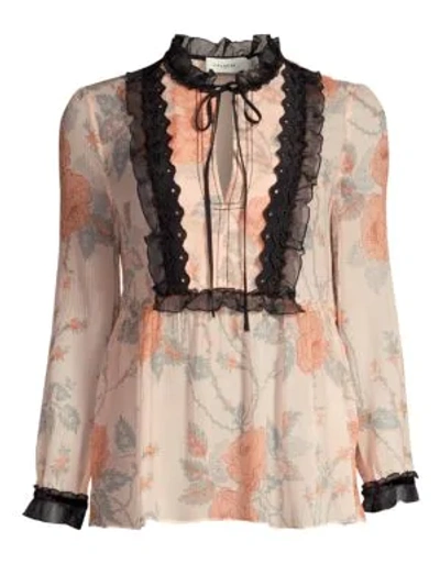 Shop Coach 1941 Rose Print Blouse In Pink