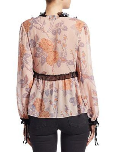 Shop Coach 1941 Rose Print Blouse In Pink