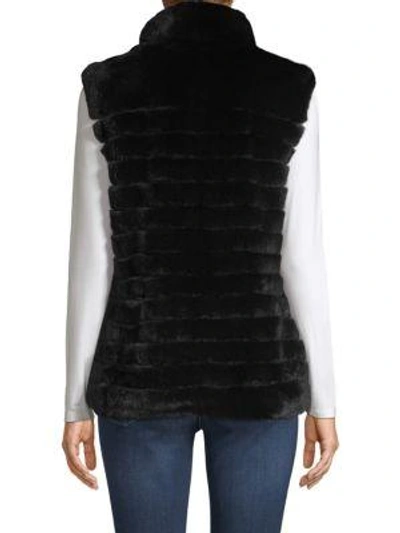 Shop Glamourpuss Rabbit Fur Vest In Jet Black