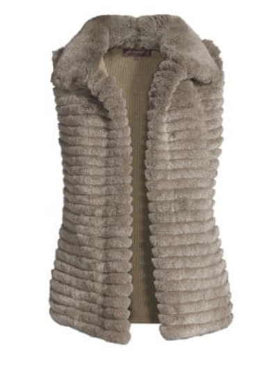 Shop Glamourpuss Rex Rabbit Fur Vest In Taupe Snow