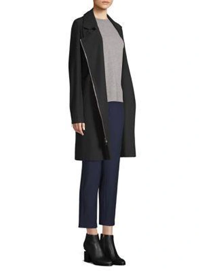 Shop Eileen Fisher Long Asymmetric-zip Jacket In Black