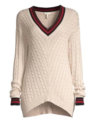 Shop Joie Golibe Varsity Pullover Sweater In Parchment Caviar