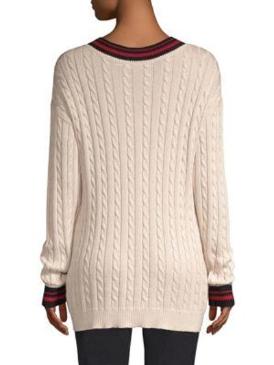 Shop Joie Golibe Varsity Pullover Sweater In Parchment Caviar
