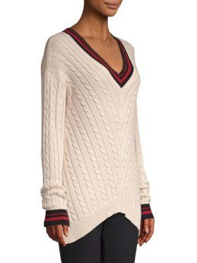 Shop Joie Golibe Varsity Pullover Sweater In Parchment Caviar
