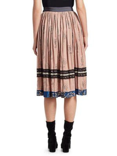 Shop Coach 1941 Pleated Tulip Print Skirt In Nude Pink