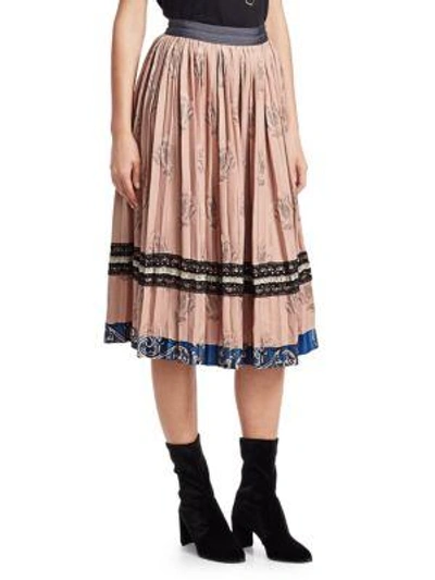 Shop Coach 1941 Pleated Tulip Print Skirt In Nude Pink