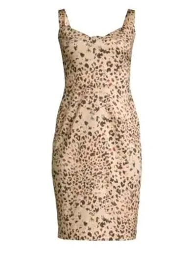 Shop Black Halo Vista Leopard Print Sheath Dress In Cozy Leopard