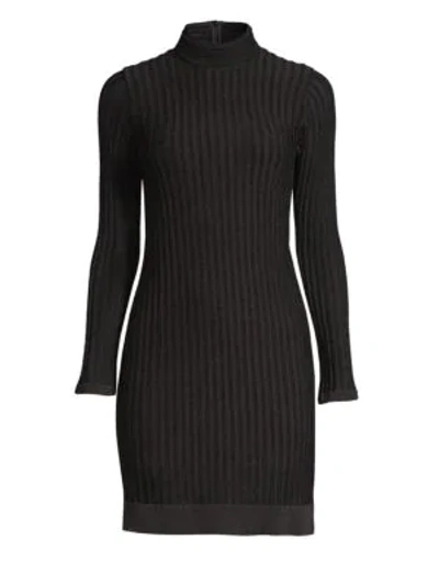 Shop L Agence Edita Ribbed Turtleneck Dress In Black