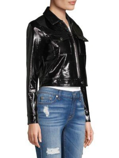 Shop L Agence Patent Leather Cropped Jacket In Black
