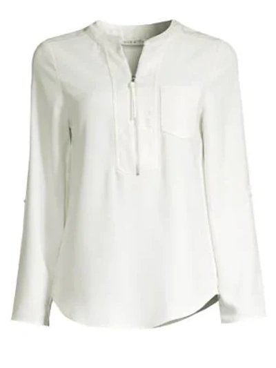 Shop Trina Turk Kaiko Half-zip Front Blouse In White Wash