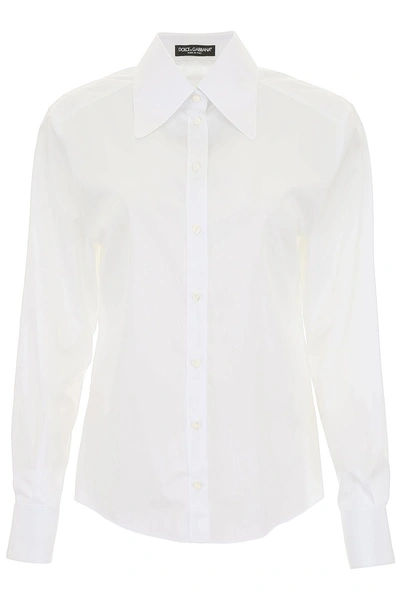 Shop Dolce & Gabbana Cotton Shirt In Bianco Otticobianco