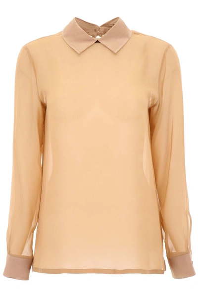 Shop Max Mara Silk Baiardo Blouse In Cammellobeige