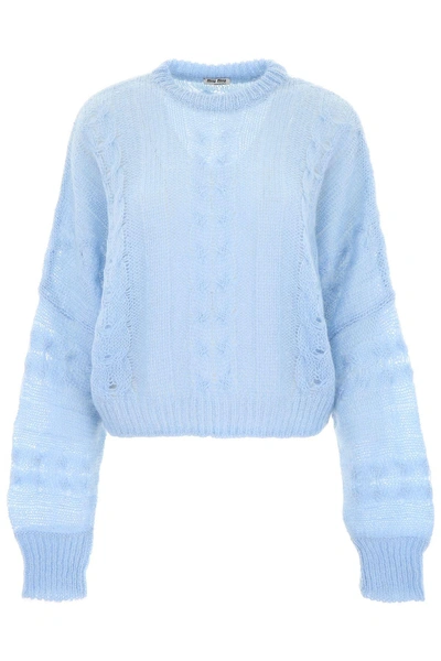 Shop Miu Miu Mohair And Wool Pullover In Nube