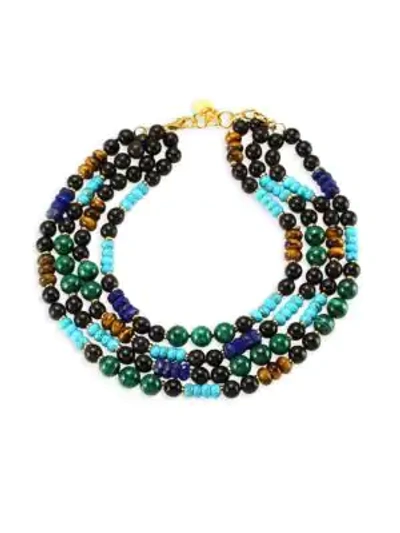 Shop Nest Malachite, Turquoise, Lapis & Horn Collar Necklace In Black Horn