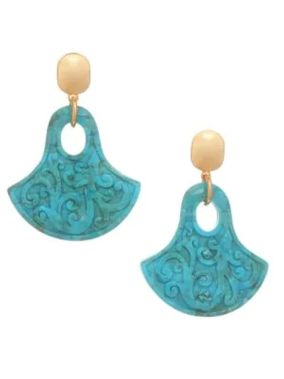 Shop Nest Carved Turquoise & 24k Goldplated Statement Earrings