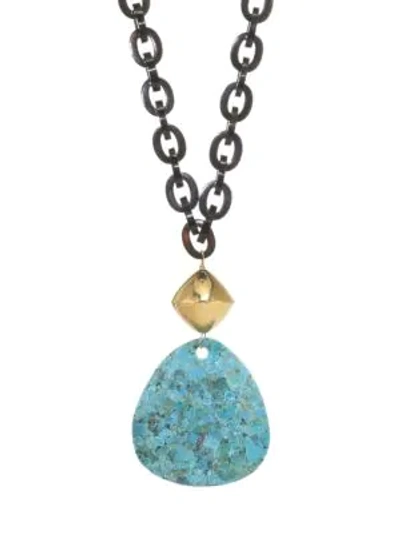 Shop Nest Turquoise & Black Horn Chain Link Pendant Necklace