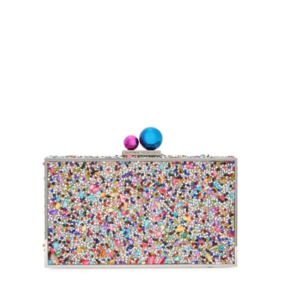 Shop Sophia Webster Clara Crystal-embellished Box Clutch In Multicoloured